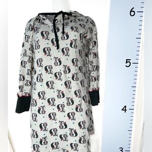 Kensie White w/Foxes Thermal Pajama Hooded Nightgown Large